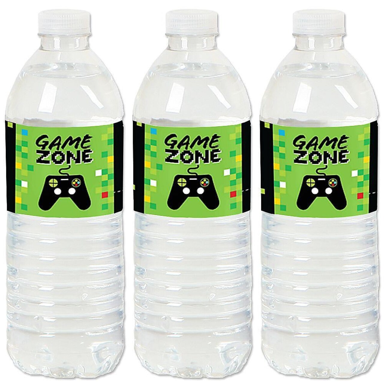 Big Dot of Happiness Video Game - Pixel Game Zone Party or Birthday Party Water Bottle Sticker Labels - Set of 20